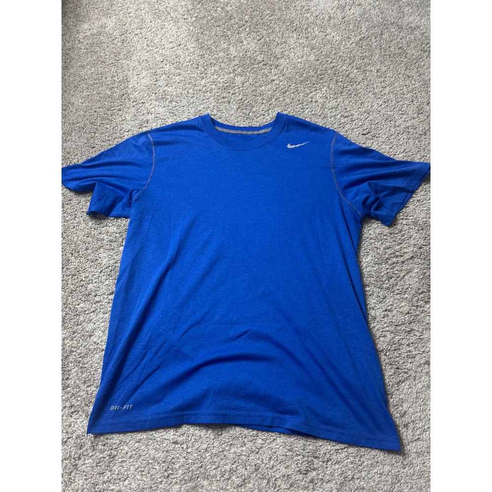 Nike Dri-FIT Mens Training Shirt Blue Short Sleeve Swoosh Athletic Gym Tee M